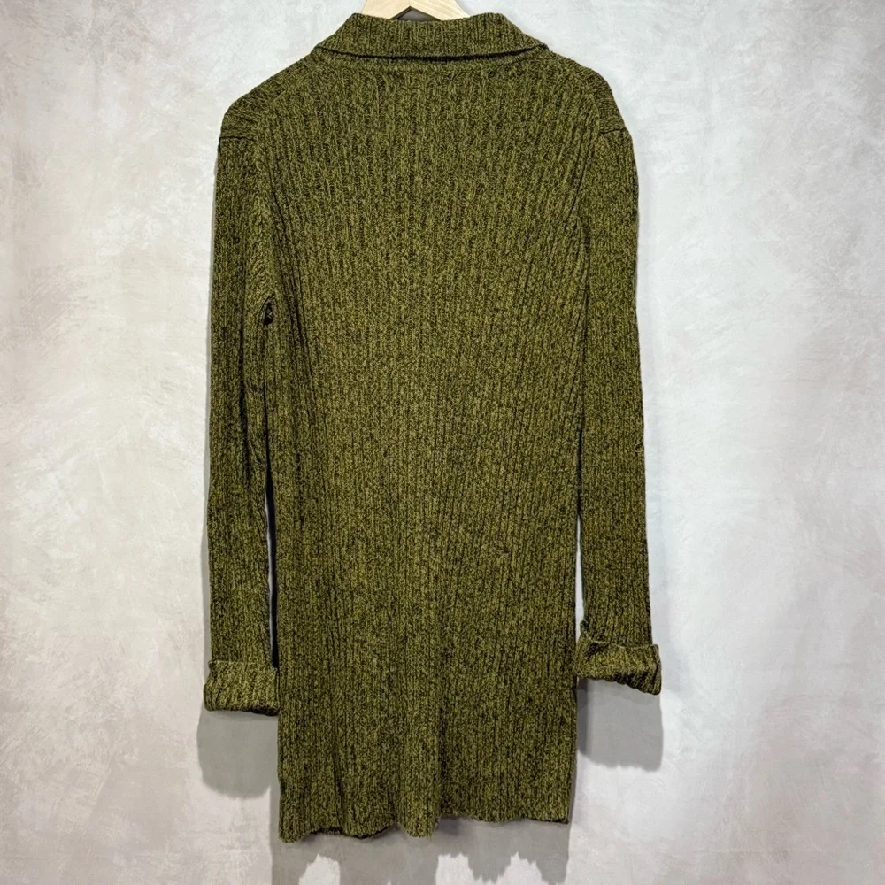 Vintage Nine & Co Ribbed Knit Cardigan Olive Green Marled, Whimsigoth Fairycore - Picture 5 of 9